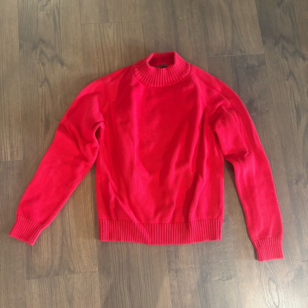 JEANNE PIERRE Vibrant Red Women's Turtleneck Sweater 100% cotton petite medium